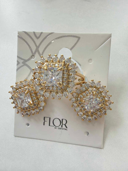 Ring and earing set in cristal cz 18k