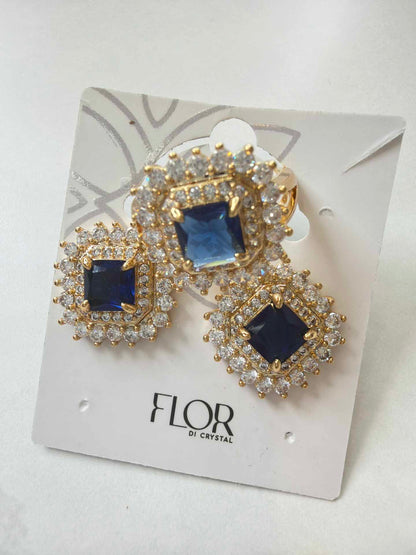 Ring and earing set in safire cz 18k