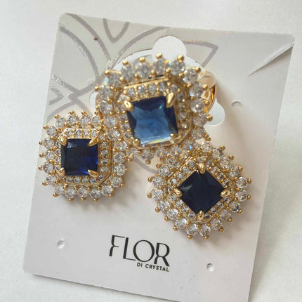 Ring and earing set in safire cz 18k