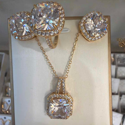 Conjunto quadrado grande luxo cravejado