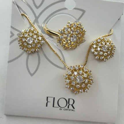 Conjunto anel brinco e colar em