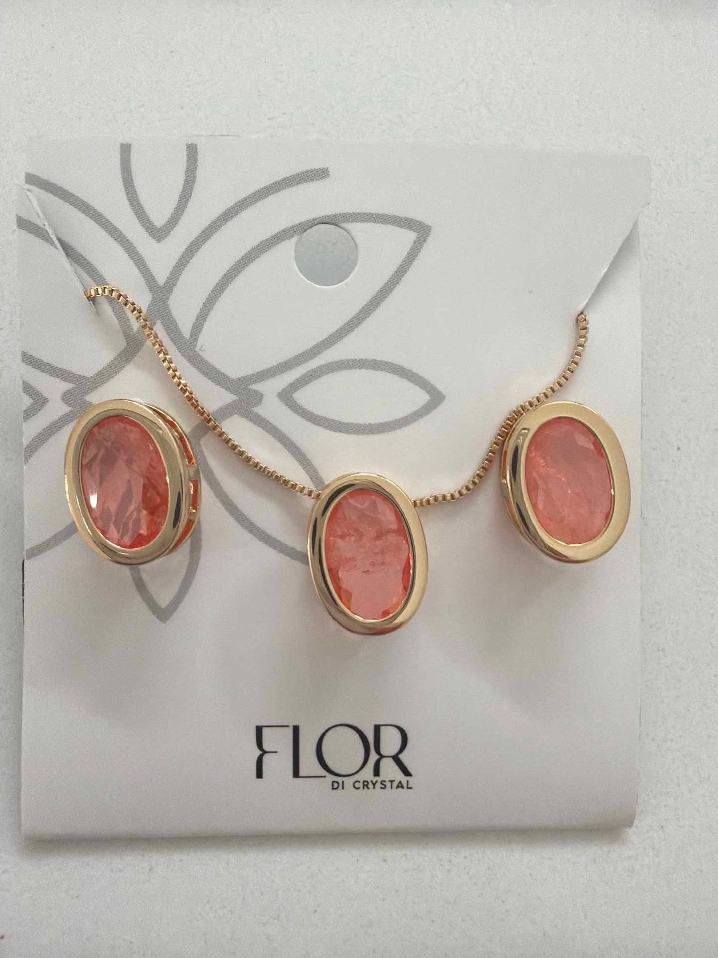 Oval light orange  fusion cz pave set 