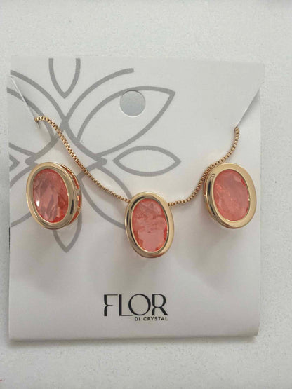 Oval light orange  fusion cz pave set 