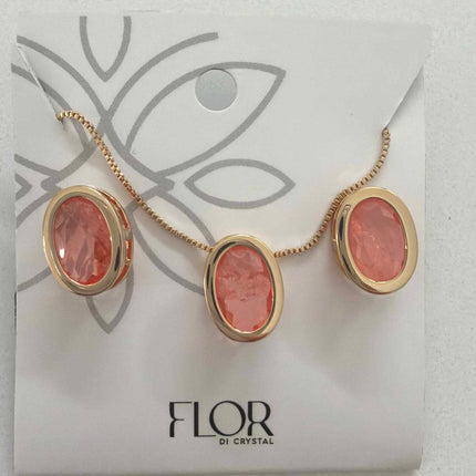 Oval light orange  fusion cz pave set 