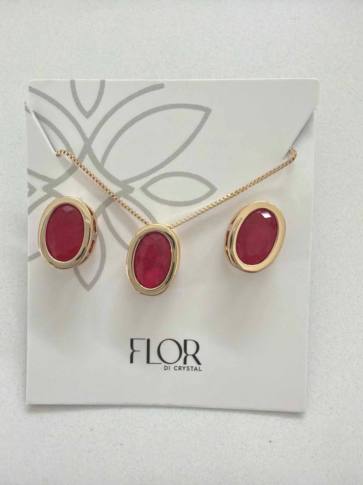 Oval red  fusion cz pave set 