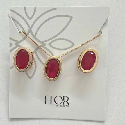 Oval red  fusion cz pave set 