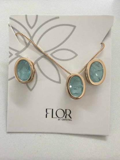 Oval paraiba blue fusion cz pave set 