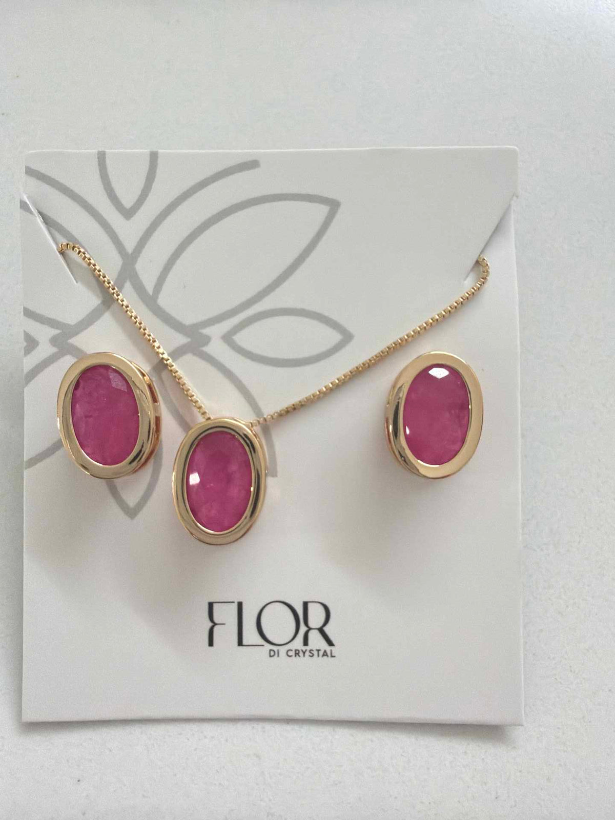 Oval fushia fusion cz pave set 