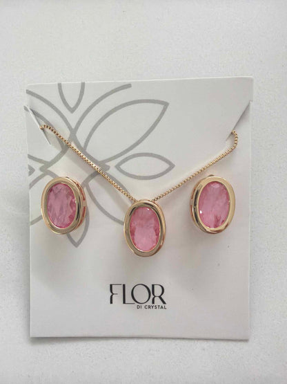Oval baby pink fusion cz pave set 