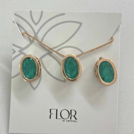 Oval esmeralda  fusion cz pave set 