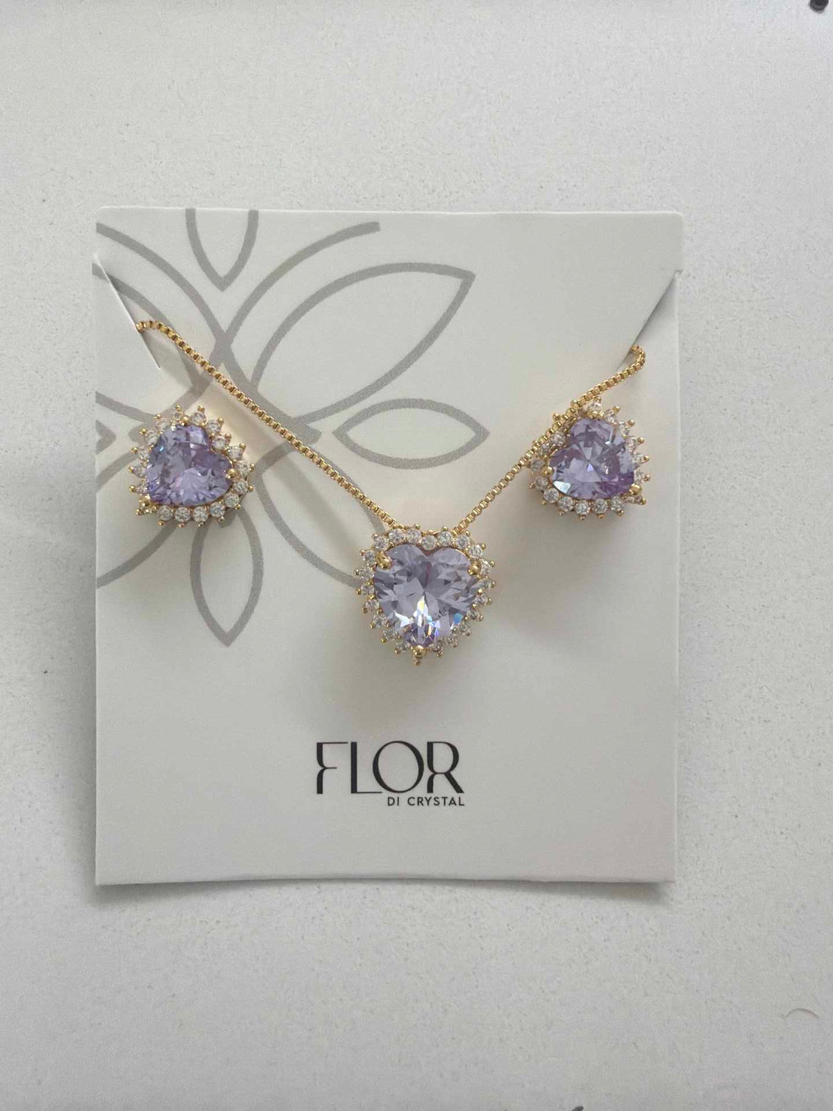 Heart lilac cz w/ halo cz pave set 