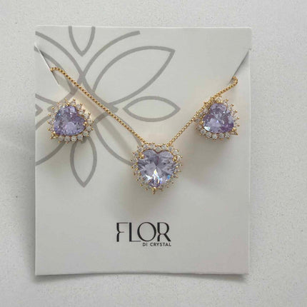 Heart lilac cz w/ halo cz pave set 