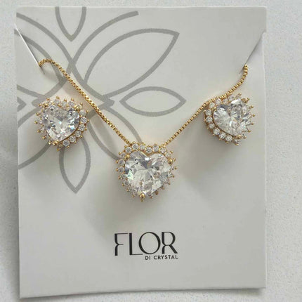 Heart clear cz w/ halo cz pave set 