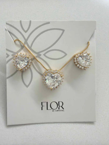 Heart clear cz w/ halo cz pave set 