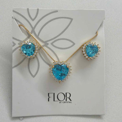 Heart turquoise cz w/ halo cz pave set 