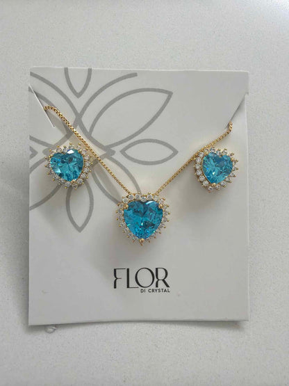 Heart turquoise cz w/ halo cz pave set 