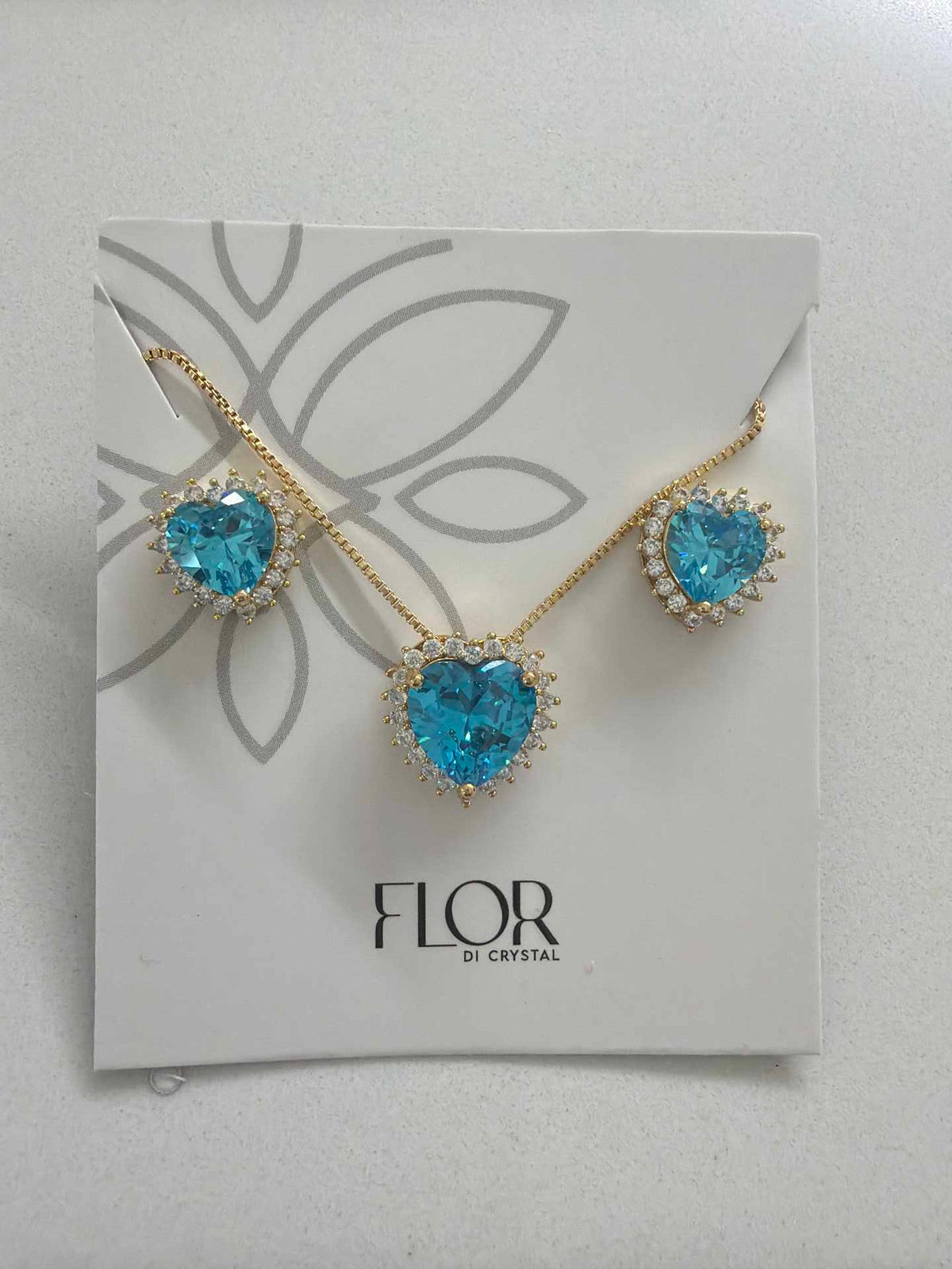 Heart turquoise cz w/ halo cz pave set 
