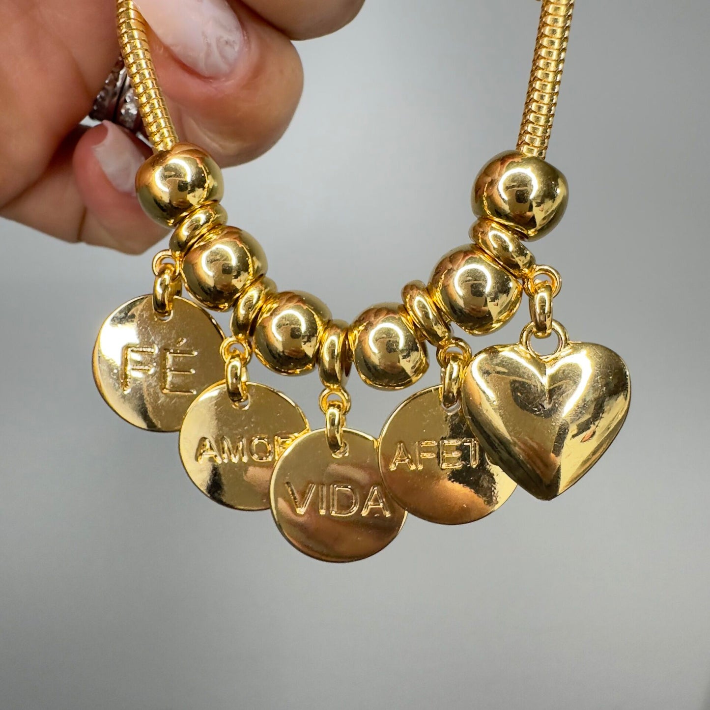 Pulseira - Pulseira pandora com pingentes- Coracao,afeto,amor,fe,vida