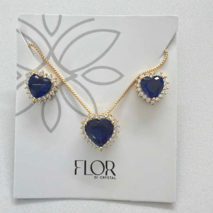 Heart Safire cz w/ halo cz pave set 