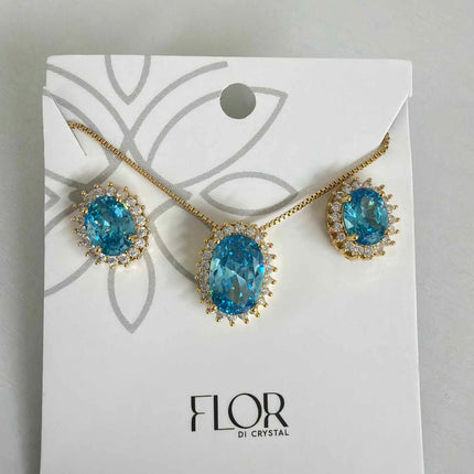 Oval turquoise cz w/ halo cz pave set 