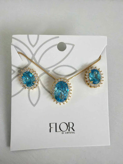Oval turquoise cz w/ halo cz pave set 