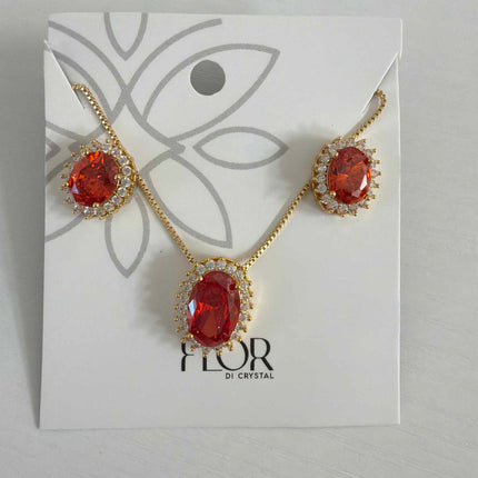 Oval orange cz w/ halo cz pave set 