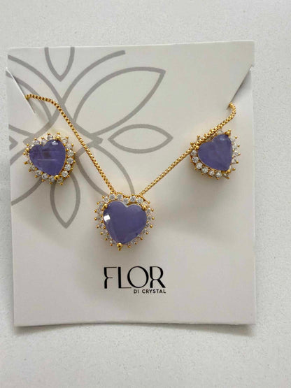 Heart lilac fusion w/ halo cz pave set 