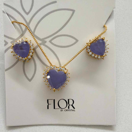Heart lilac fusion w/ halo cz pave set 