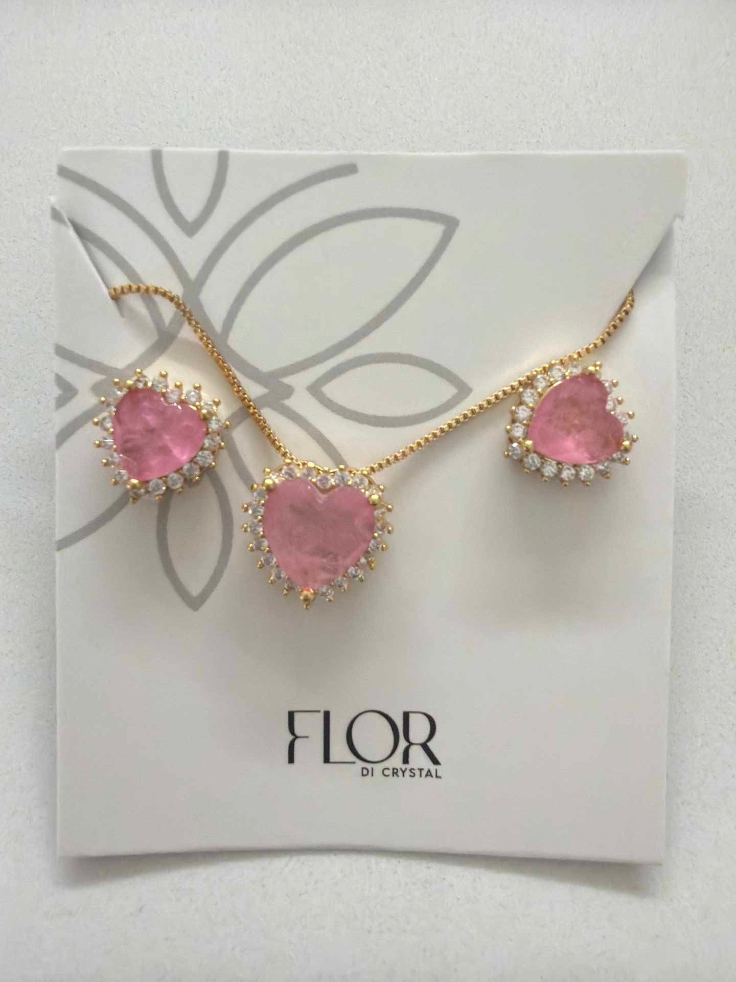 Heart baby pink fusion w/ halo cz pave set 