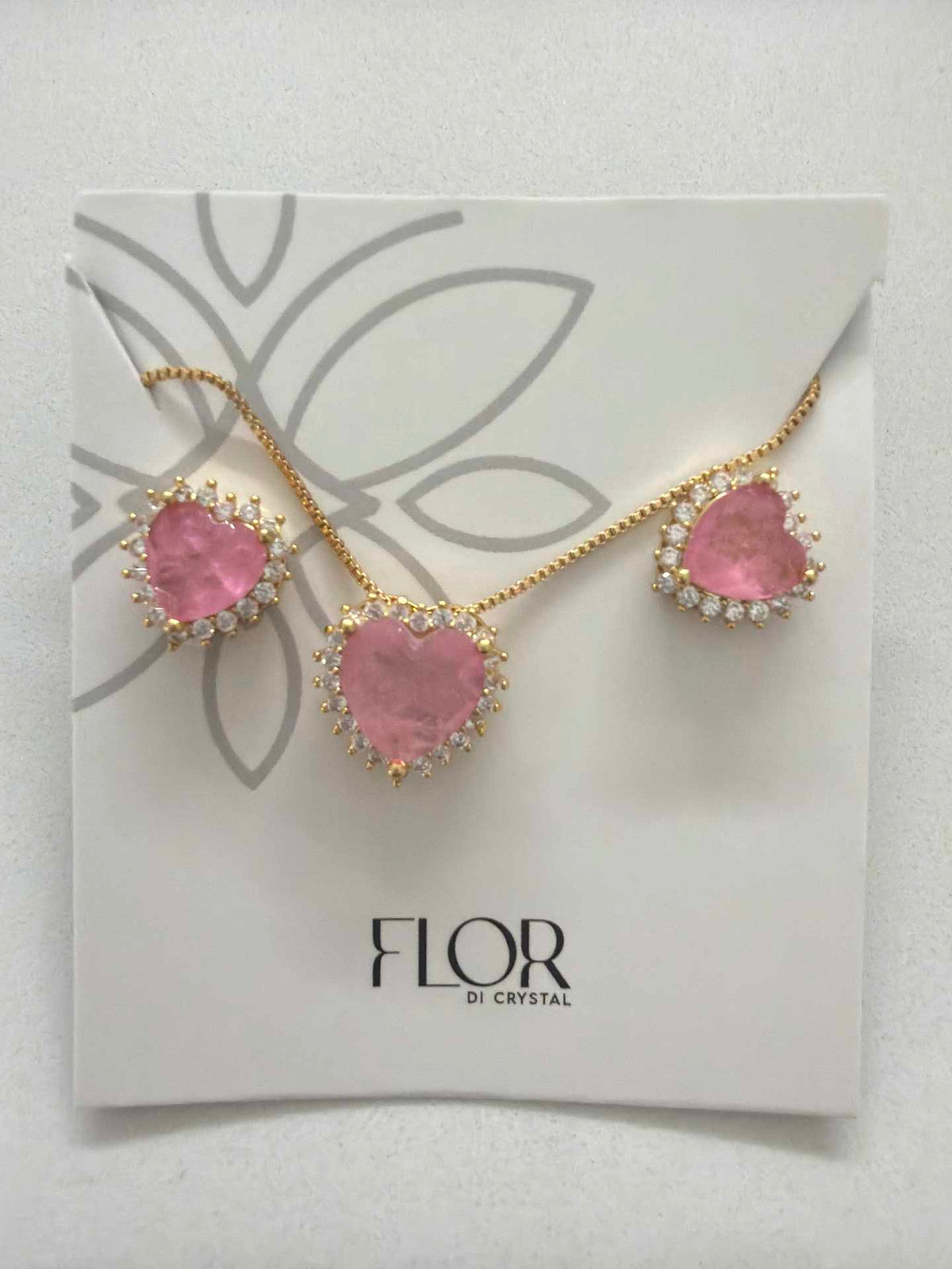 Heart baby pink fusion w/ halo cz pave set 