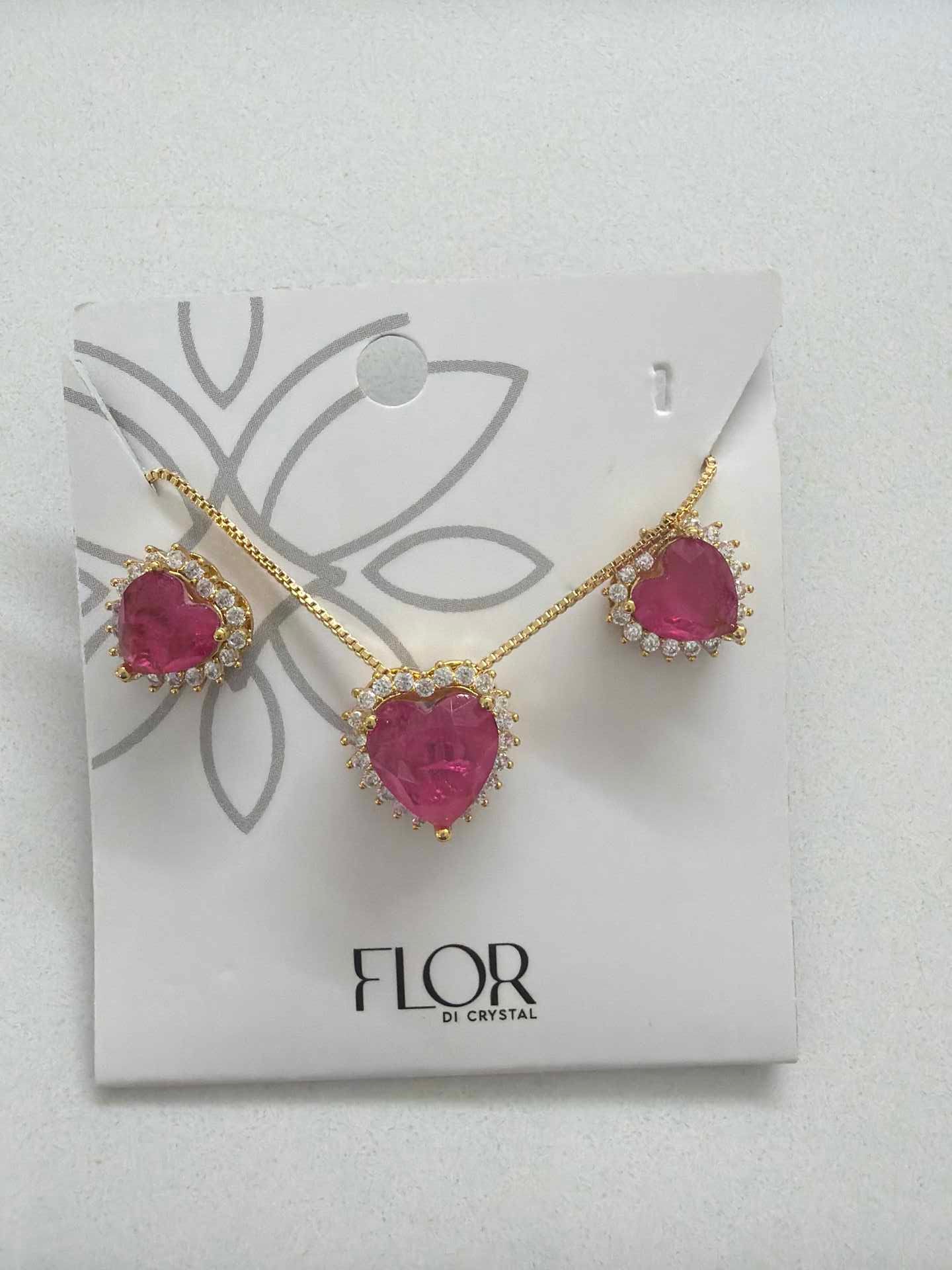 Heart fushia fusion w/ halo cz pave set 
