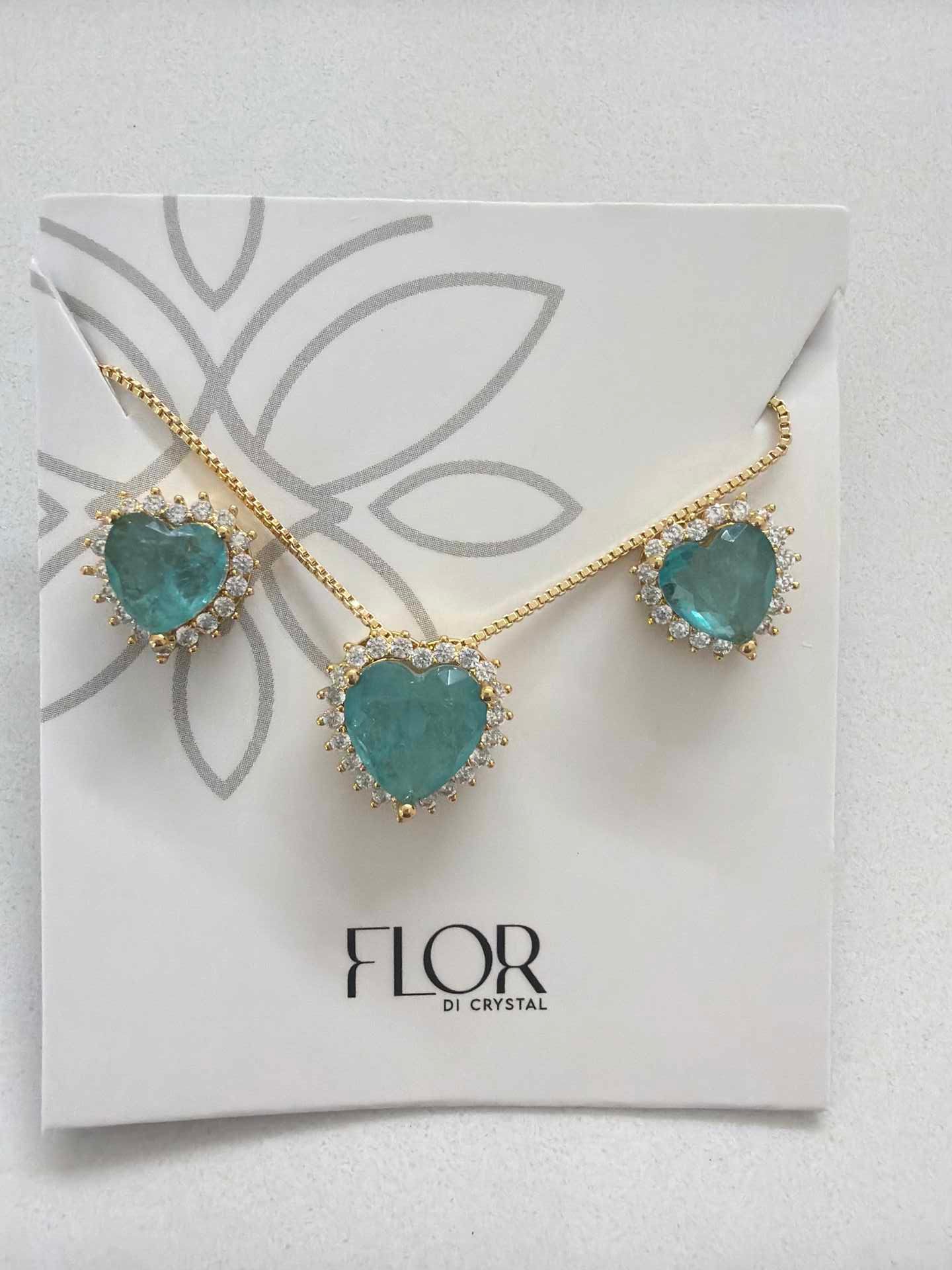 Heart paraiba fusion w/ halo cz pave set 