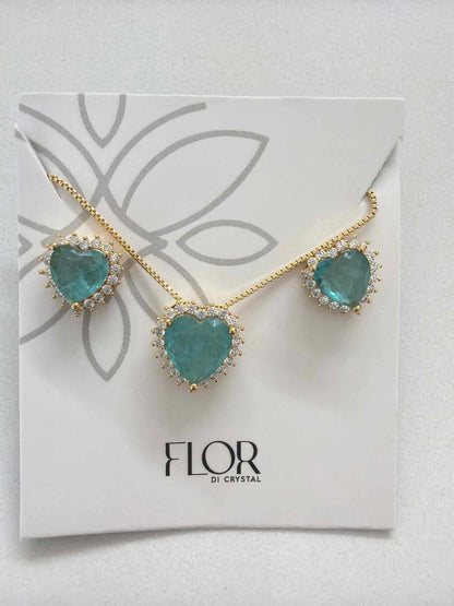 Heart paraiba fusion w/ halo cz pave set 