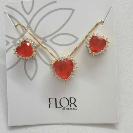 Heart orange fusion w/ halo cz pave set 