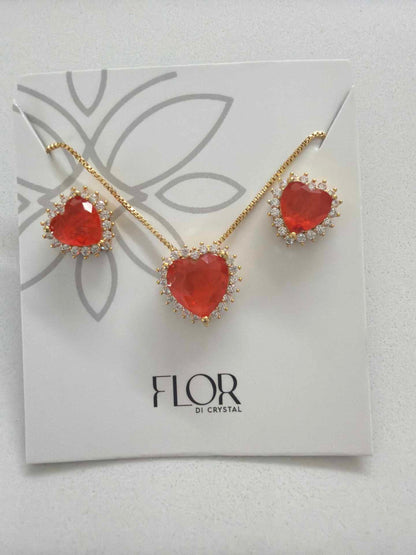 Heart orange fusion w/ halo cz pave set 