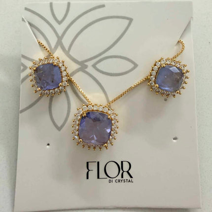 Square esmeralda fusion w/ halo cz pave set 