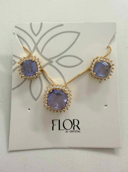 Square esmeralda fusion w/ halo cz pave set 
