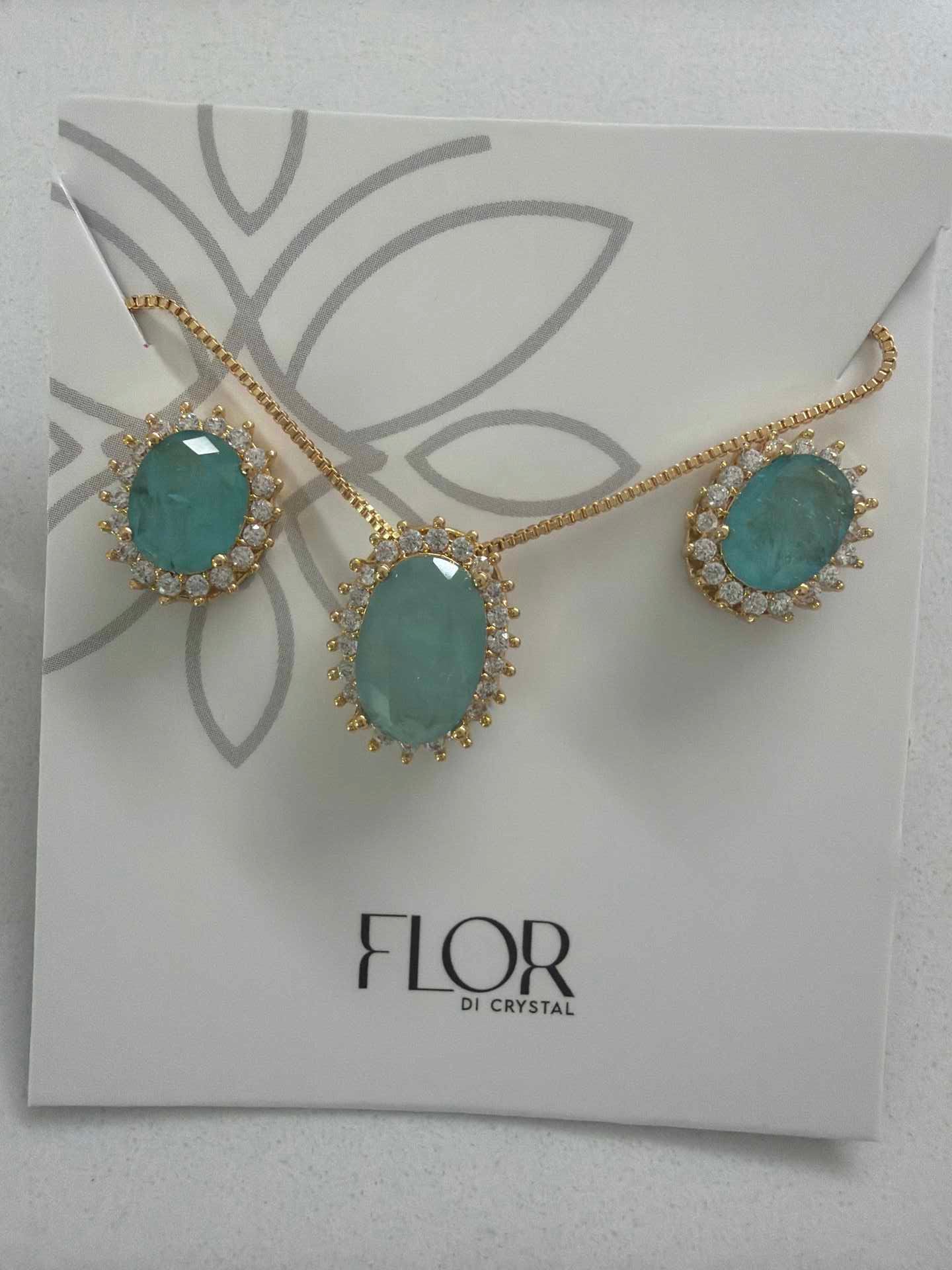 Oval paraiba fusion w/ halo cz pave set 
