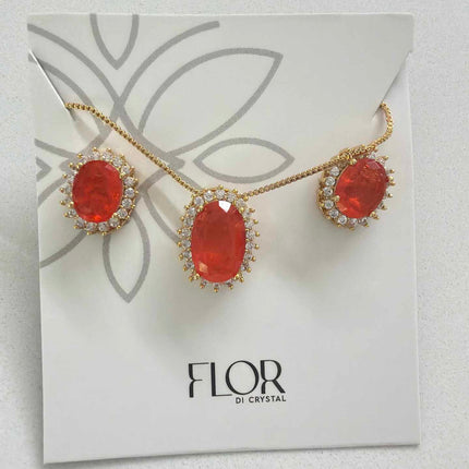 Oval orange fusion w/ halo cz pave set 