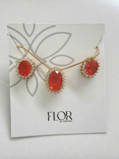 Oval orange fusion w/ halo cz pave set 