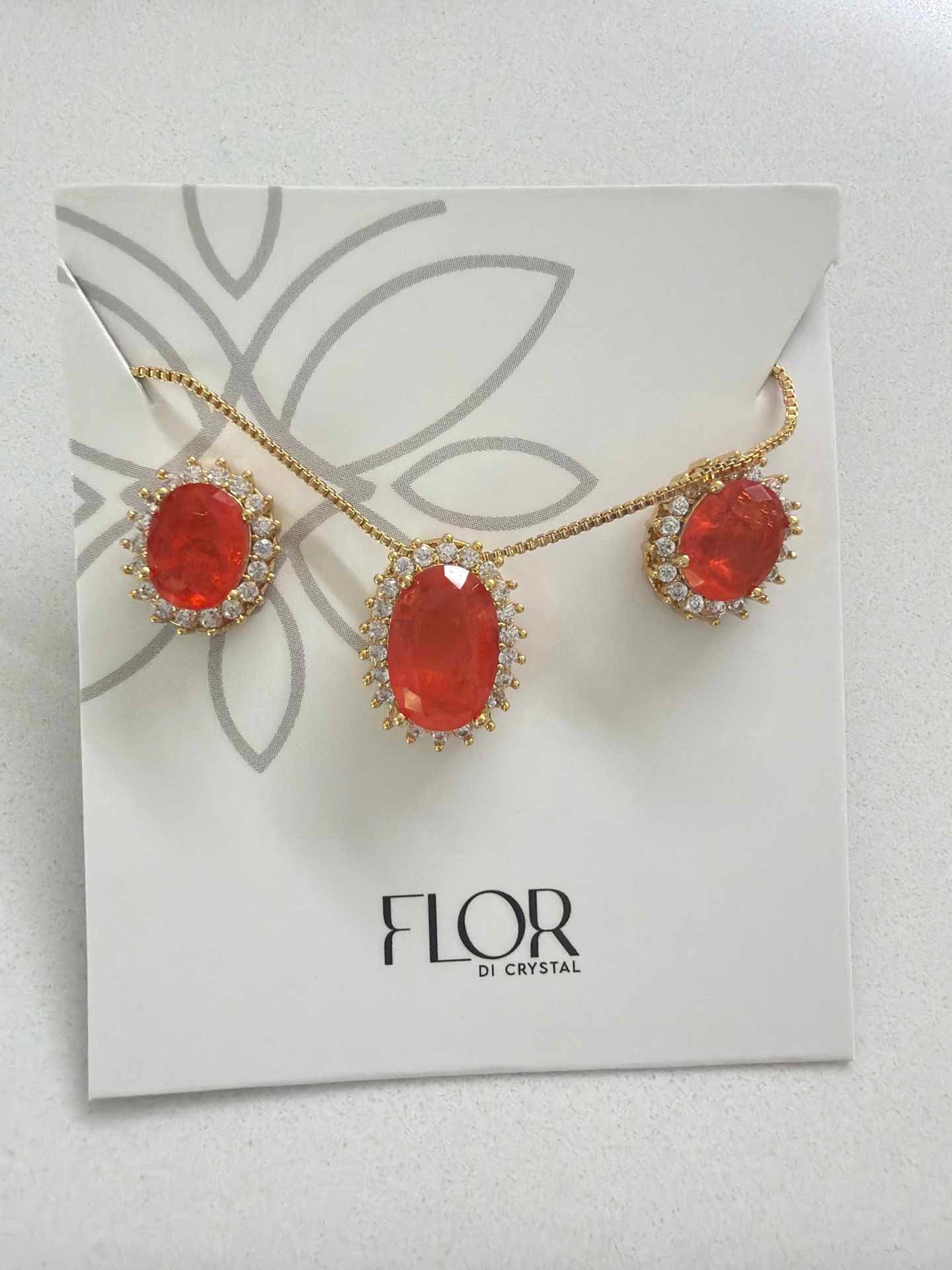 Oval orange fusion w/ halo cz pave set 