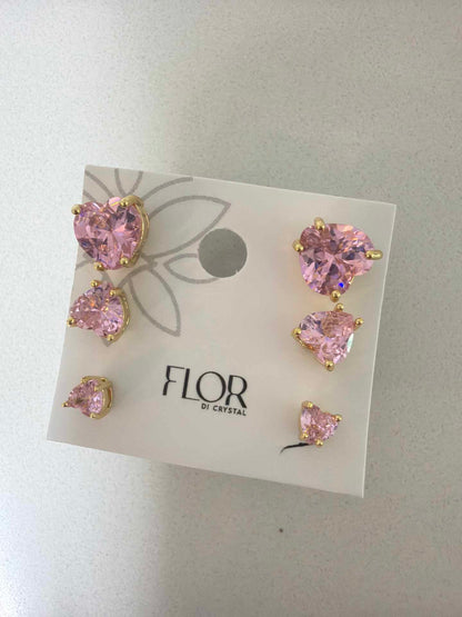 Trio Ponto de luz pink heart
