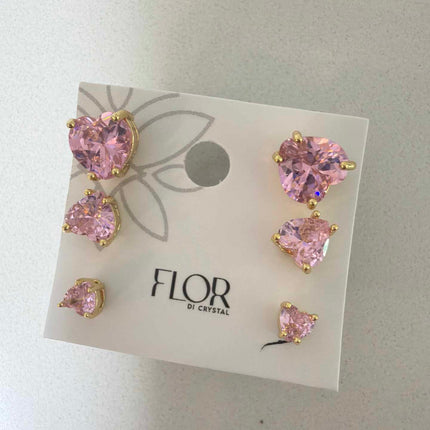 Trio Ponto de luz pink heart