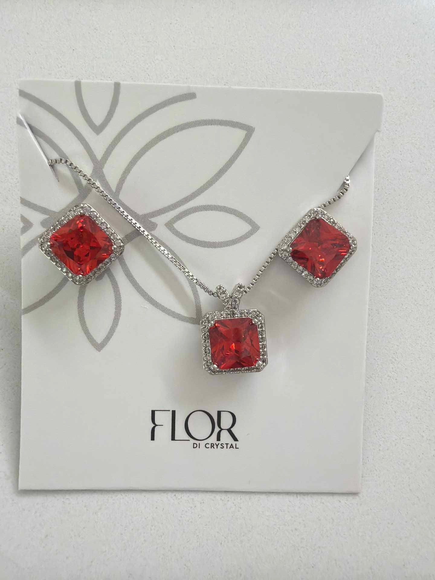 Square orange Icecut  w/ halo cz pave set 