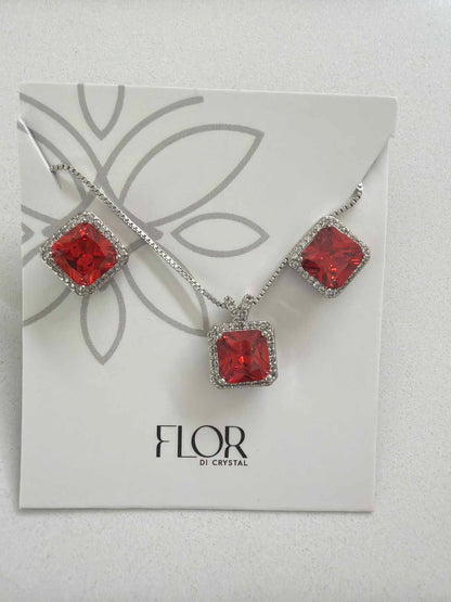 Square orange Icecut  w/ halo cz pave set 