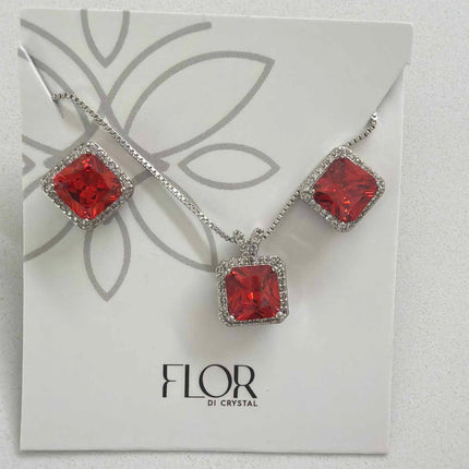 Square orange Icecut  w/ halo cz pave set 