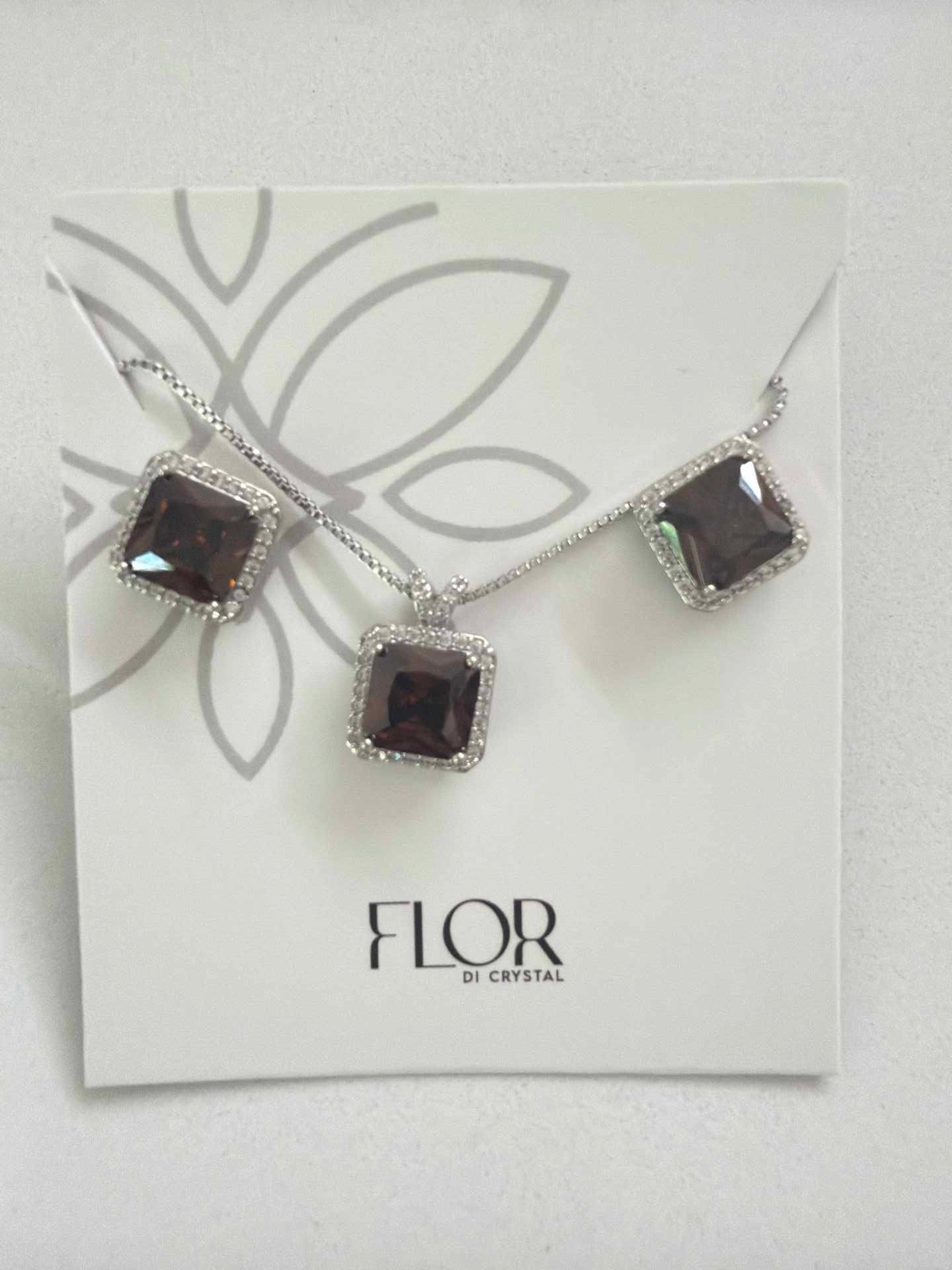 Square brown Icecut  w/ halo cz pave set 