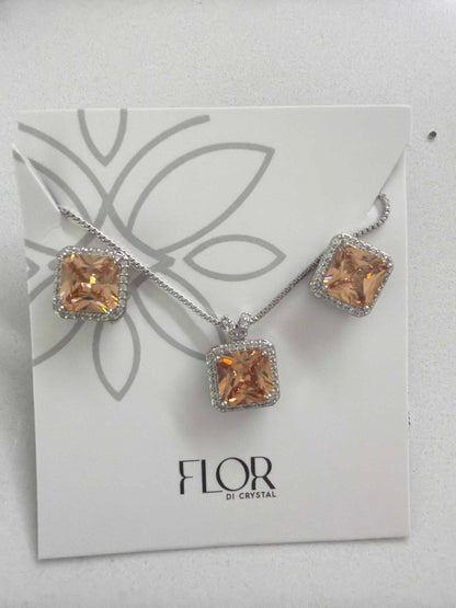 Square morganite Icecut  w/ halo cz pave set 