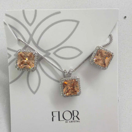 Square morganite Icecut  w/ halo cz pave set 