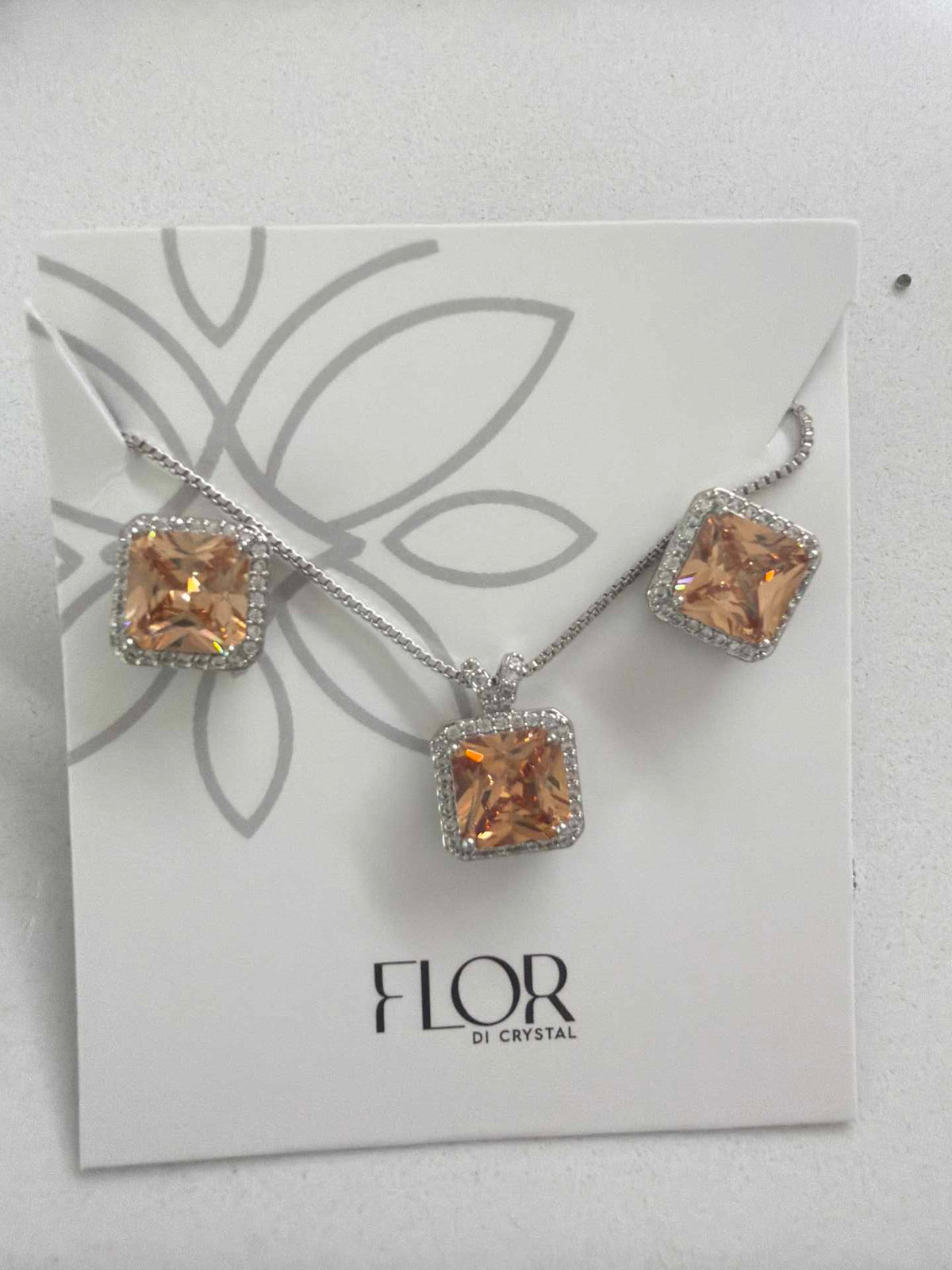 Square morganite Icecut  w/ halo cz pave set 